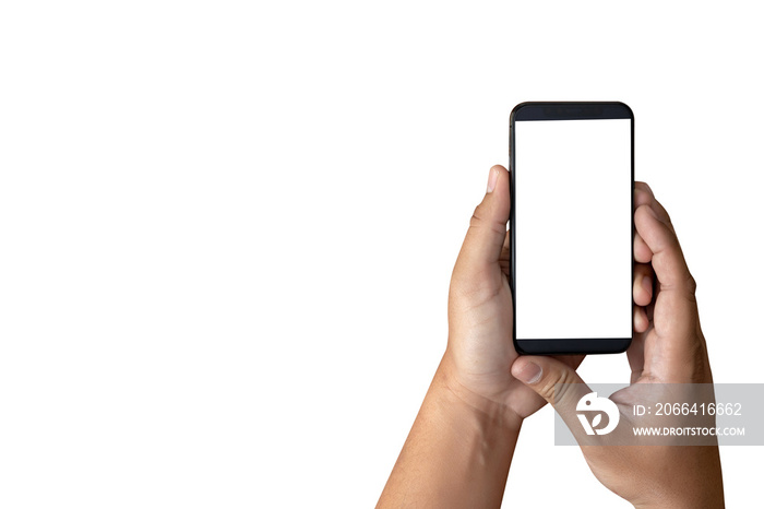 Mockup  hands holding  mobile phone with blank screen