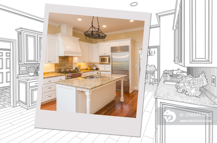 带照片相框的定制厨房图纸，包含成品结构