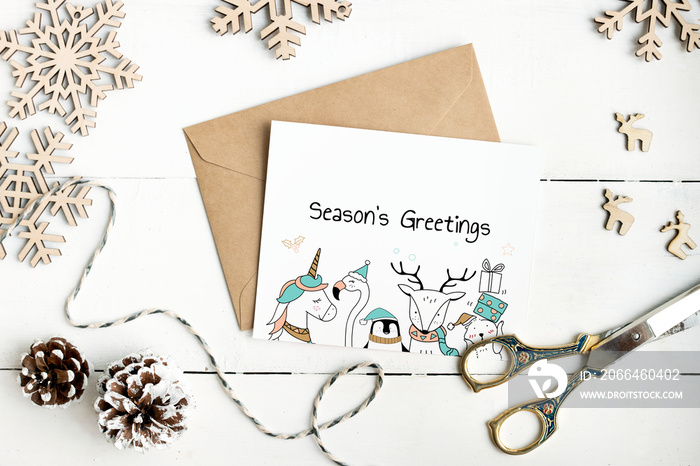 Cute Seasons Greetings card mockup