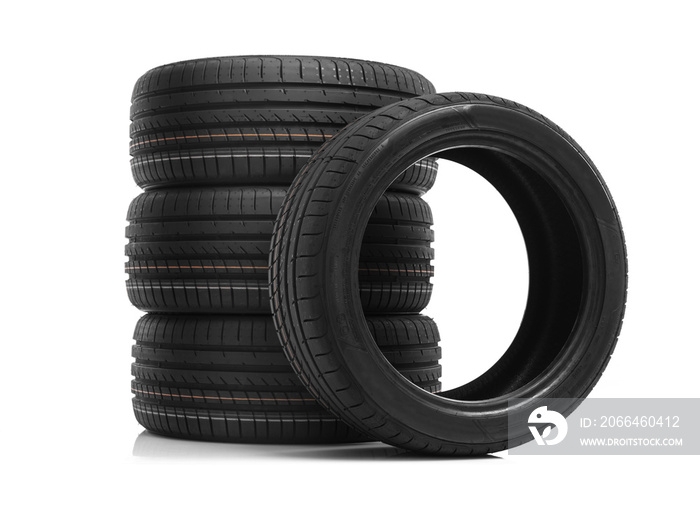 Car tires isolated on white.