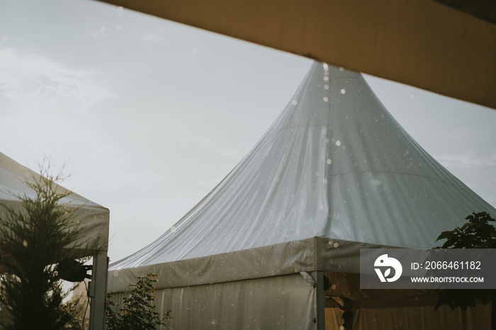 tent in rain