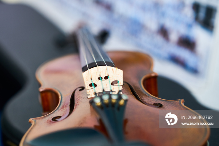 violin strings in closed up ,selective focus with copy space