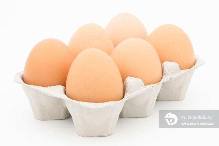 eggs in a box on white background