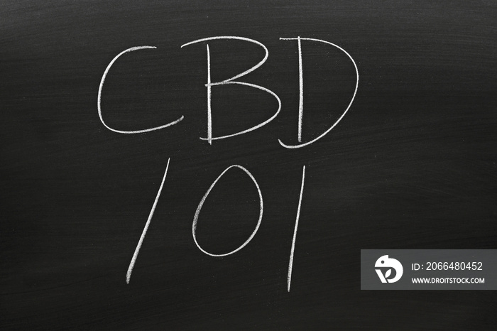 The words  CBD 101  on a blackboard in chalk