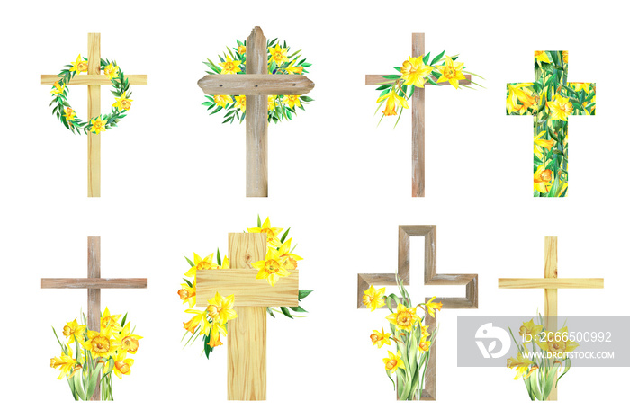 Watercolor Flower Cross, Wood Cross, Baptism, Floral Clipart, First Communion, Holy Spirit, Florals 