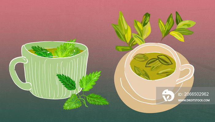 peruvian tea coca leaves peruvian mint leaves illustration