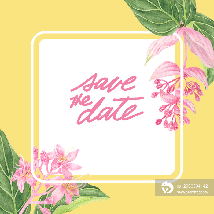 Philippine flora save the date invitation medinilla magnifica rose grape flower