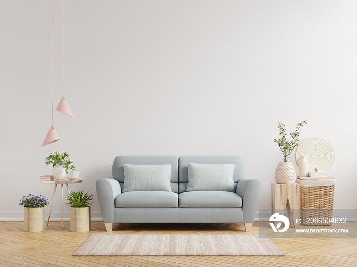 White wall living room have sofa and decoration.