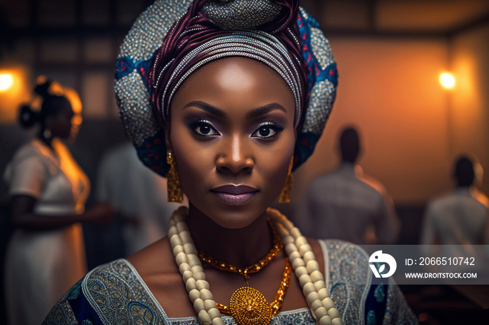 Generative AI. portrait of a young Nigerian Lady