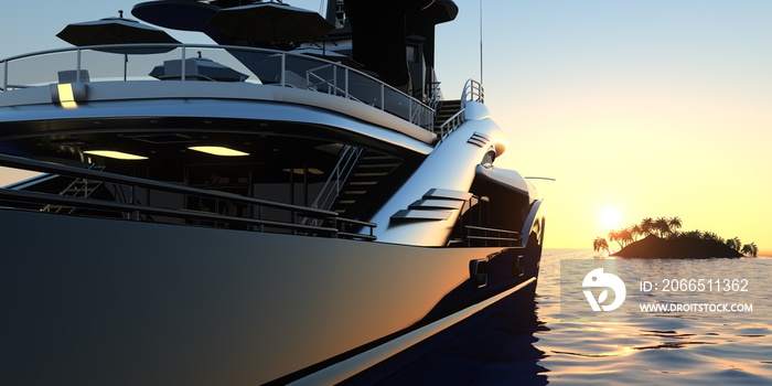 Luxury Super Yacht Extremely Detailed and realistic High Resolution 3D Illustration