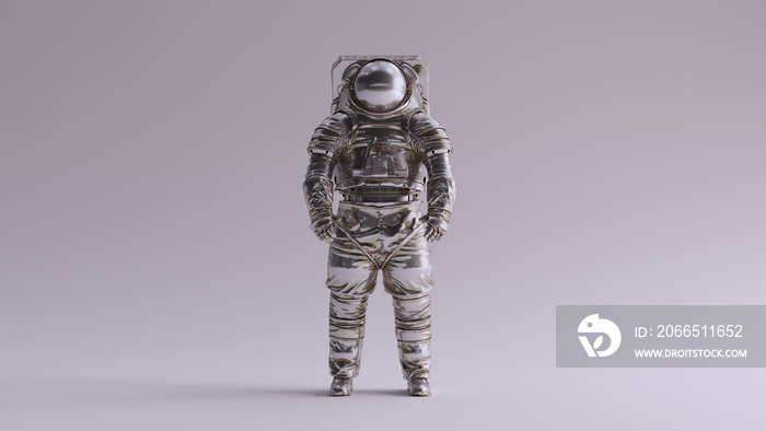 Silver Spaceman Astronaut Cosmonaut Space Walk Style 3d illustration 3d render