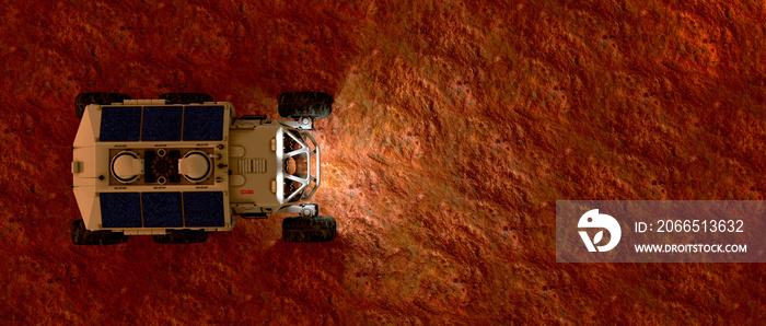 Extremely detailed and realistic high resolution 3d illustration of a Mars Rover Vehicle exploring m