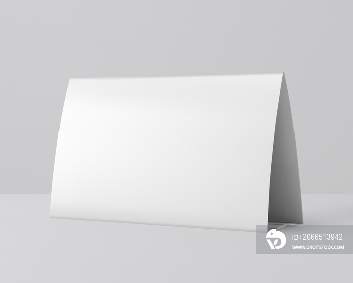 Blank table tent card mockup with copy space isolated on grey background