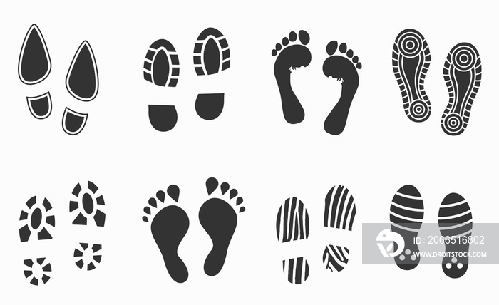 Human footprint set isolated on white. Clip-art illustration