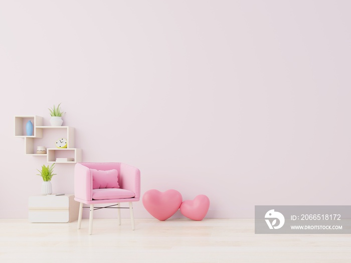 室内装饰风格现代，情人节当天配有扶手椅和家居装饰。