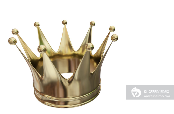 golden crown simlple in white background - 3d rendering