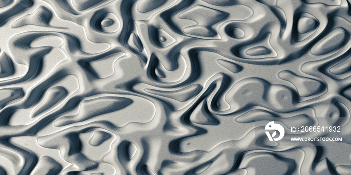 3d Visual arts background with Psychedelic Tribal Liquid Surface Cold White Snow texture.