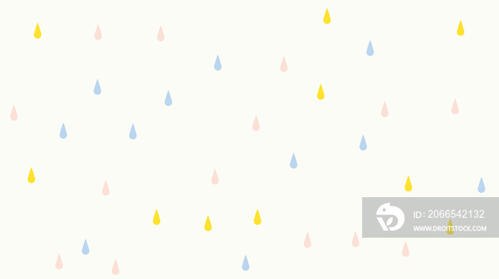Abstract kawaii Rain drops colorful background. Soft gradient pastel Comic graphic. Concept for wedd