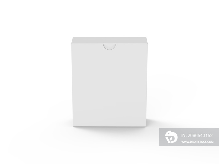 White blank flat box mock up template on isolated white background, ready for design presentation, 3