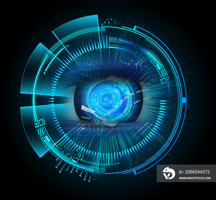 Blue eye cyber circuit future technology concept background