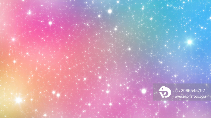 Holographic Abstract Kawaii universe princess colors Fantasy Pastel Fairy rainbow stars and blurs ba