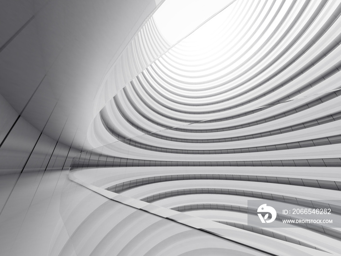Abstract of white circle space ,Perspective of future architecture building.Futuristic idea design, 