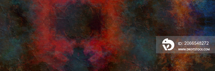 Abstract dark warm impressionism background with red blue watercolor paper splashed paint with vinta