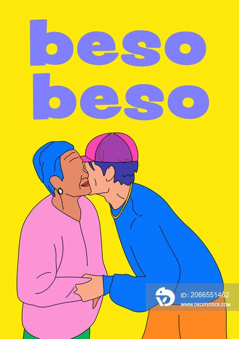 Beso Beso phrase with Filipino Grandma/ Lola and young boy