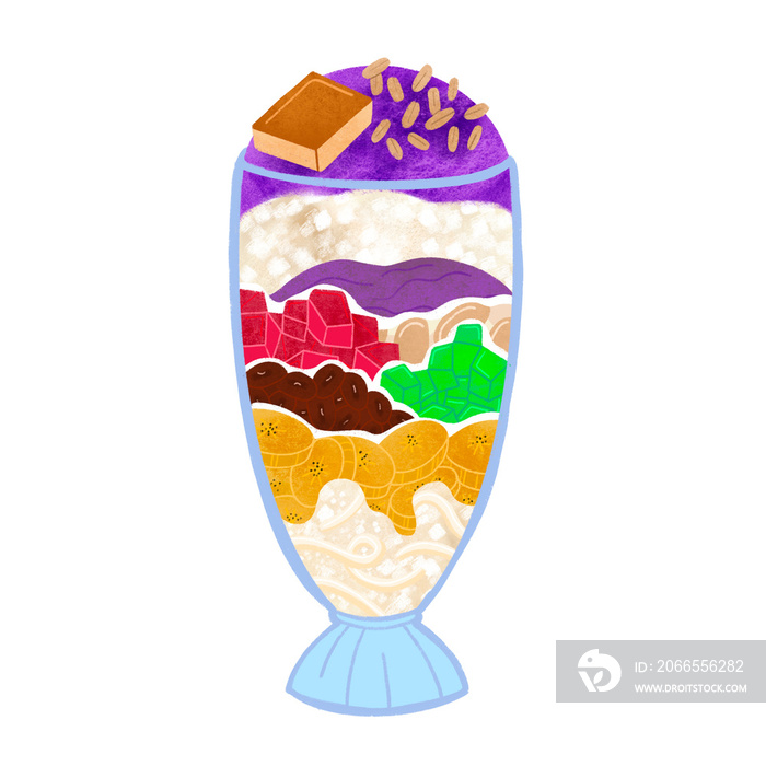 Filipino halo-halo in tall glass