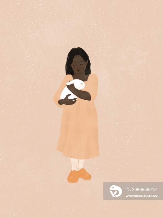 friends not food little dark skinned girl holding an adorable bunny in her arms