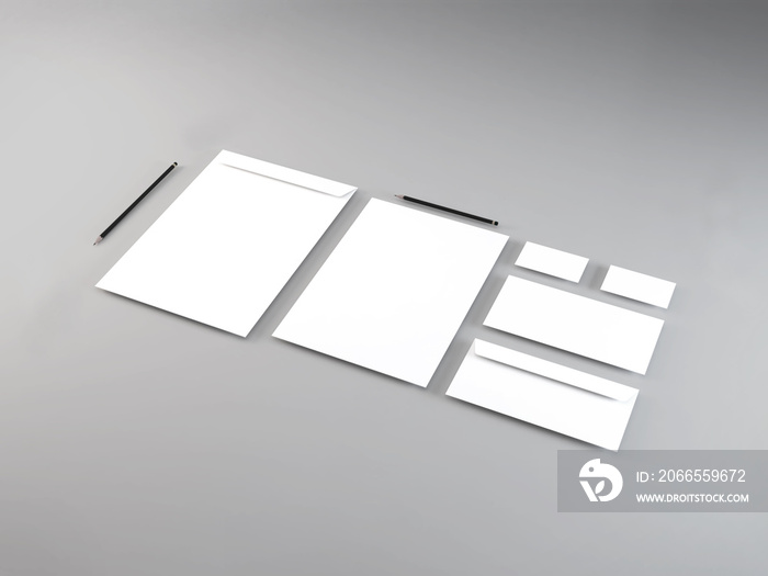 Realistic Stationery Set 3D Illustration Mockup Scene on White Background