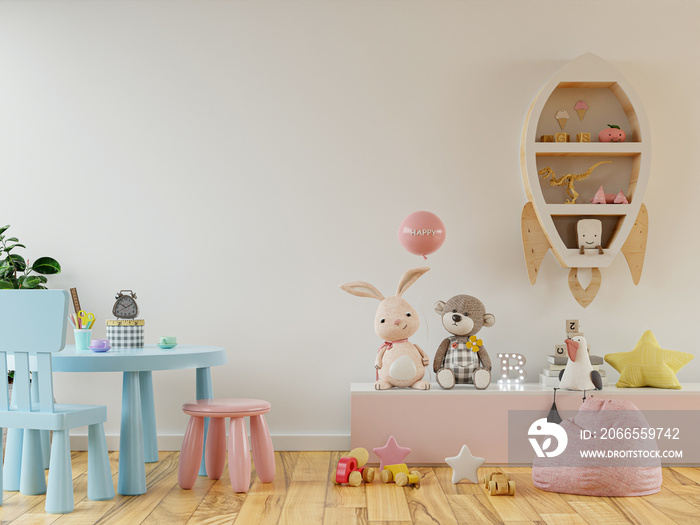 Wall mockup. Childs room interior,Interior of modern childrens room.