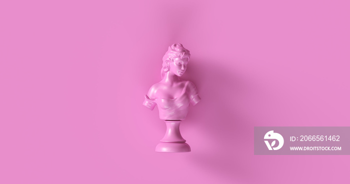 粉色半身雕塑3d插图