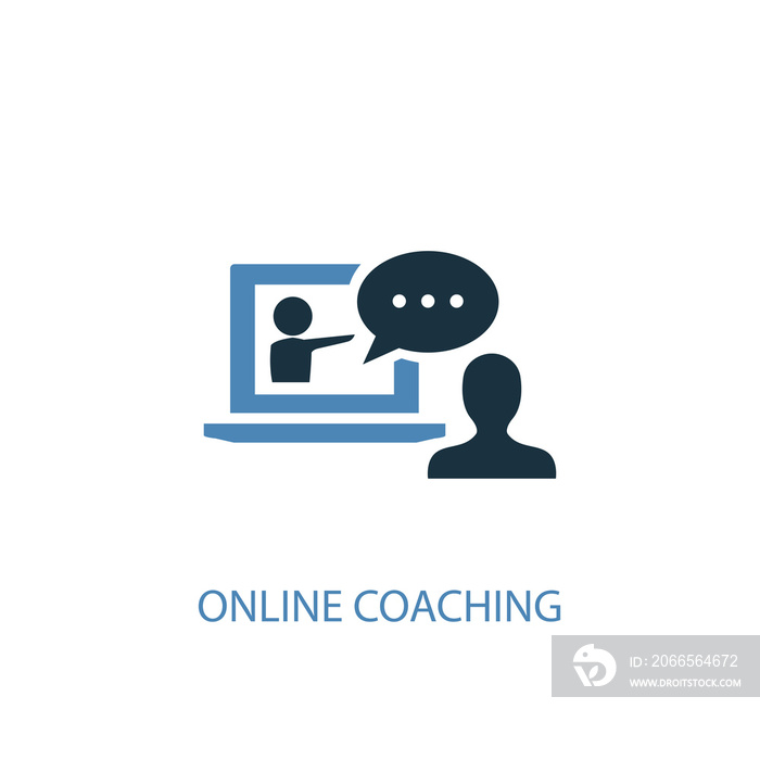 Online coaching concept 2 colored icon. Simple blue element illustration. Online coaching concept sy