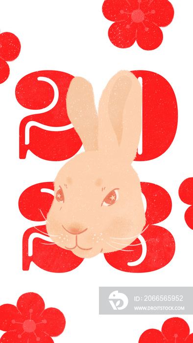 Chinese new year zodiac year of rabbit 2023 on transparent background