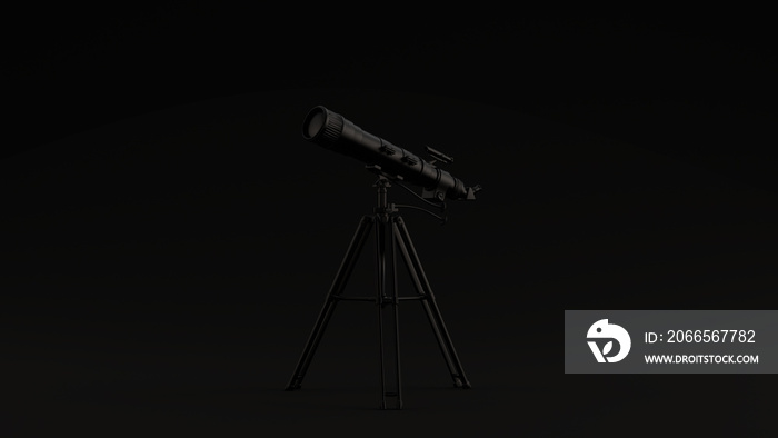 Black Modern Telescope Black Background 3d illustration 3d render