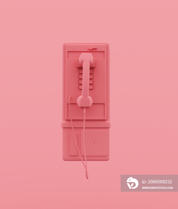 Payphone on pastel color background,minimal style conceptual background,3d rendering