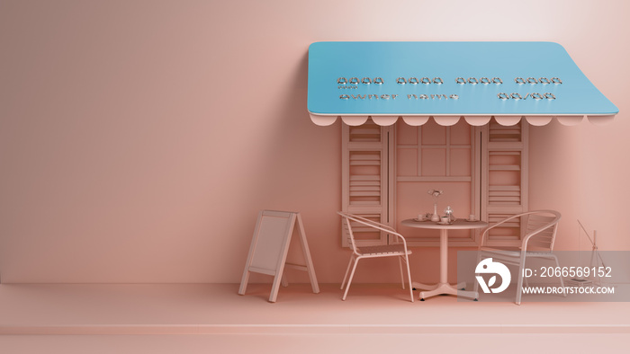 concept of using bank cards credit card as a visor in a street cafe 3d render pastel color style