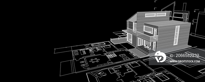 house sketch concept 3d illustration