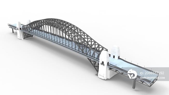 在明亮的工作室背景中隔离的桥梁的三维渲染