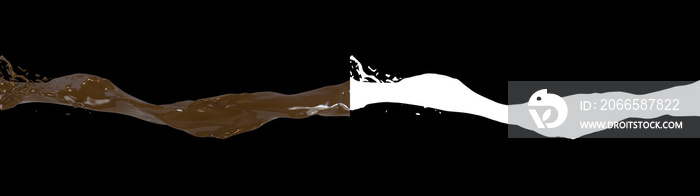 3D illustration of a chocolate flow with alpha   layer