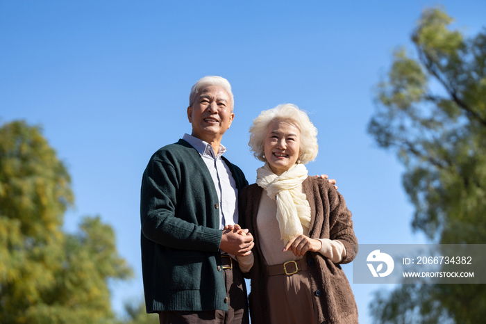 户外幸福的老年夫妇