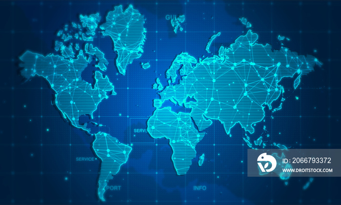 World map digital technology concept.Business networking background