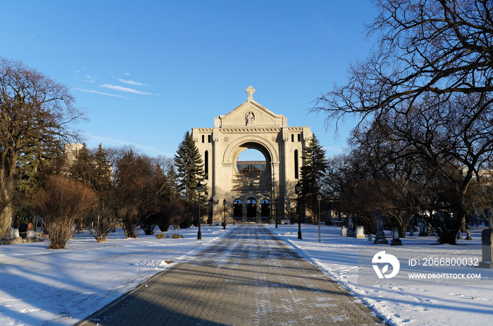 Saint Boniface roman cathedral church in summer Winnipeg Manitoba Canada