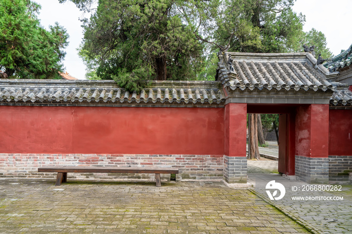 Red courtyard wall of Chinese classical palace