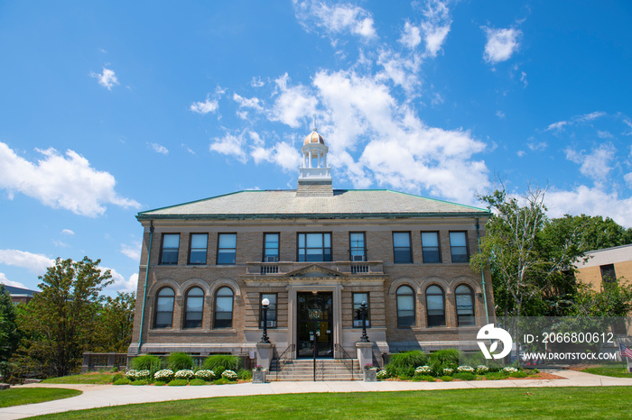 Winthrop Town Hall at 1 Metcalf Square in historic town center of Winthrop, Massachusetts MA, USA.