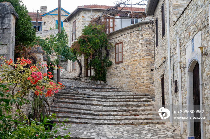 Views of small mountains ancient village Lefkara on Cyprus