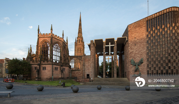 Coventry Cathedral in golden light