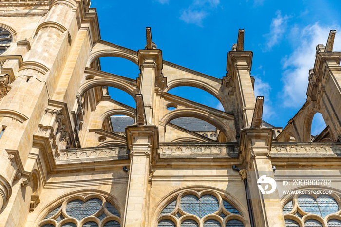 Paris, France, flying buttresses of the apse of St Eustache church