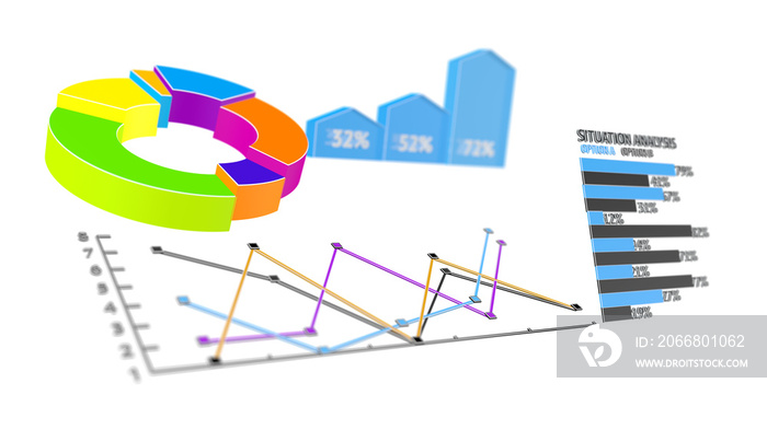 Financial graph and chart. 3d render